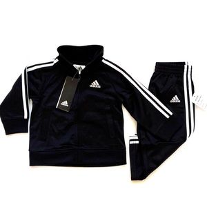 ADIDAS Baby Tricot Tracksuit Boys SIZE 24M Black White Jacket Pants Kids Set NWT